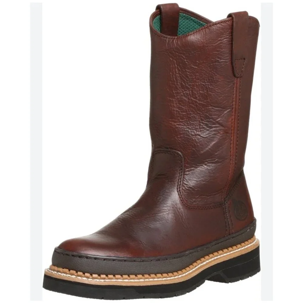Georgia® Giant Wellington Pull-on work boot Soggy Brown Leather Men’s Size 12 M